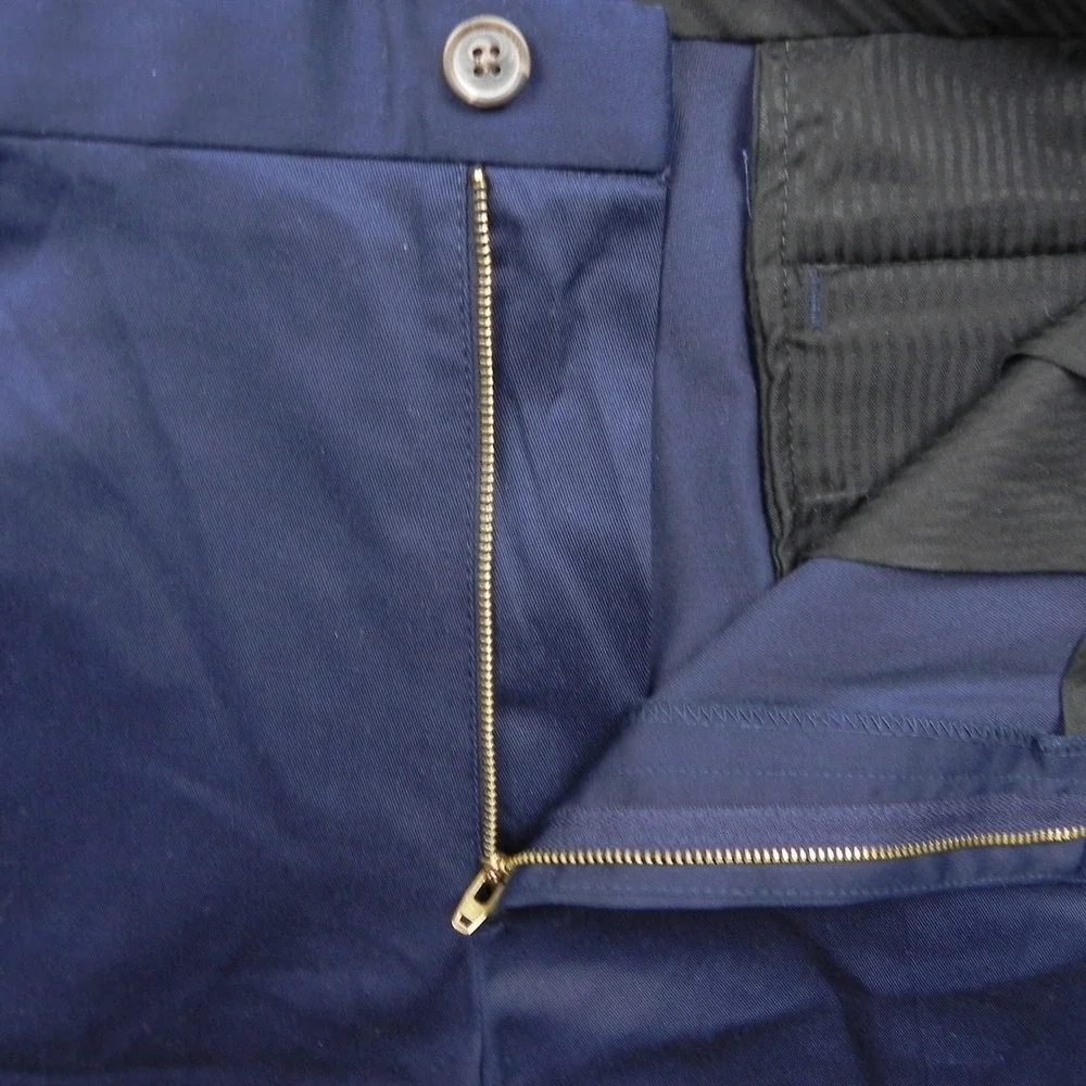 Haggar Khaki Pants Mens 34x34 Classic Fit Premium No Iron Navy Blue Trousers
